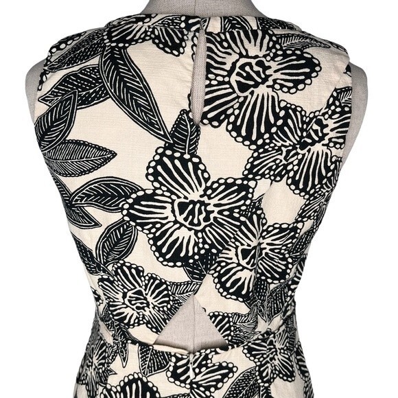 J. Crew Sleeveless Polynesian Print Dress sz 4 * Ivory Cream Tropical Pockets - Picture 8 of 11